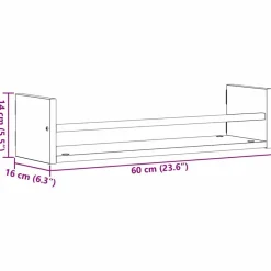 vidaXL Estante de pared 2 pcs Roble artesanal 60 x 16 x 14 cm Roble artisan Sale