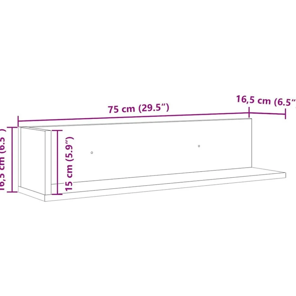vidaXL Estanterías-Estante de pared 2 uds madera ingeniería 75x16,5x16,5 cm