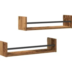 vidaXL Estanterías-Estante de pared 2 pcs Madera vieja 60 x 16 x 14 cm