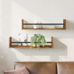 vidaXL Estanterías-Estante de pared 2 pcs Madera vieja 60 x 16 x 14 cm