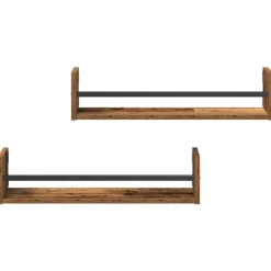 vidaXL Estanterías-Estante de pared 2 pcs Madera vieja 60 x 16 x 14 cm