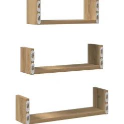 vidaXL Estante de pared 3 uds madera de ingeniería artesanal Roble Sale