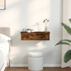 vidaXL Estanterías-Estante de pared con cajones de madera contrachapada blanco