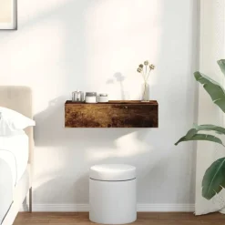 vidaXL Estanterías-Estante de pared con cajones de madera contrachapada blanco