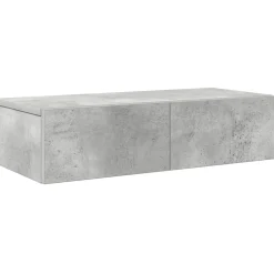 vidaXL Estanterías-Estante de pared con cajones madera contrachapada gris hormigón