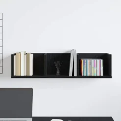 vidaXL Estante de pared con estante 75 x 18 x 18 cm Roble negro