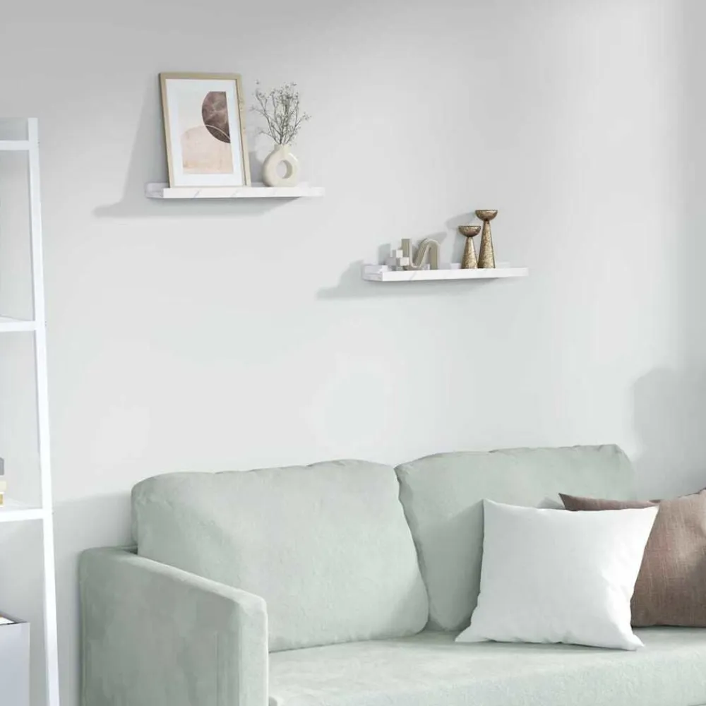 vidaXL Estante de pared con estante 2 pcs Mármol 40 x 9 x 3 cm Mármol Discount