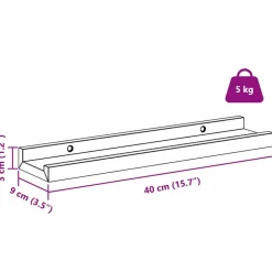 vidaXL Estante de pared con estante 2 pcs Mármol 40 x 9 x 3 cm Mármol Discount