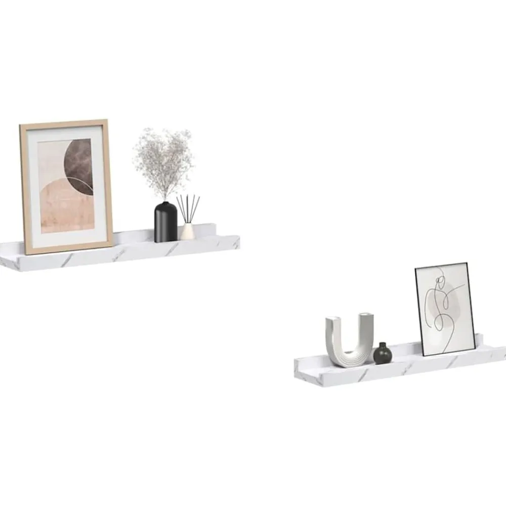 vidaXL Estante de pared con estante 2 pcs Mármol 40 x 9 x 3 cm Mármol Discount
