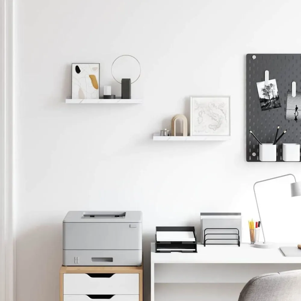 vidaXL Estante de pared con estante 2 pcs Mármol 40 x 9 x 3 cm Mármol Discount