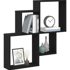 vidaXL Estante de pared con estante 80 x 15 x 78,5 cm Roble negro