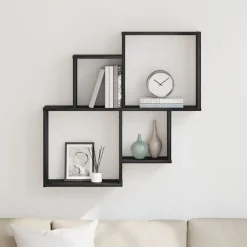 vidaXL Estante de pared con estante 80 x 15 x 78,5 cm Roble negro