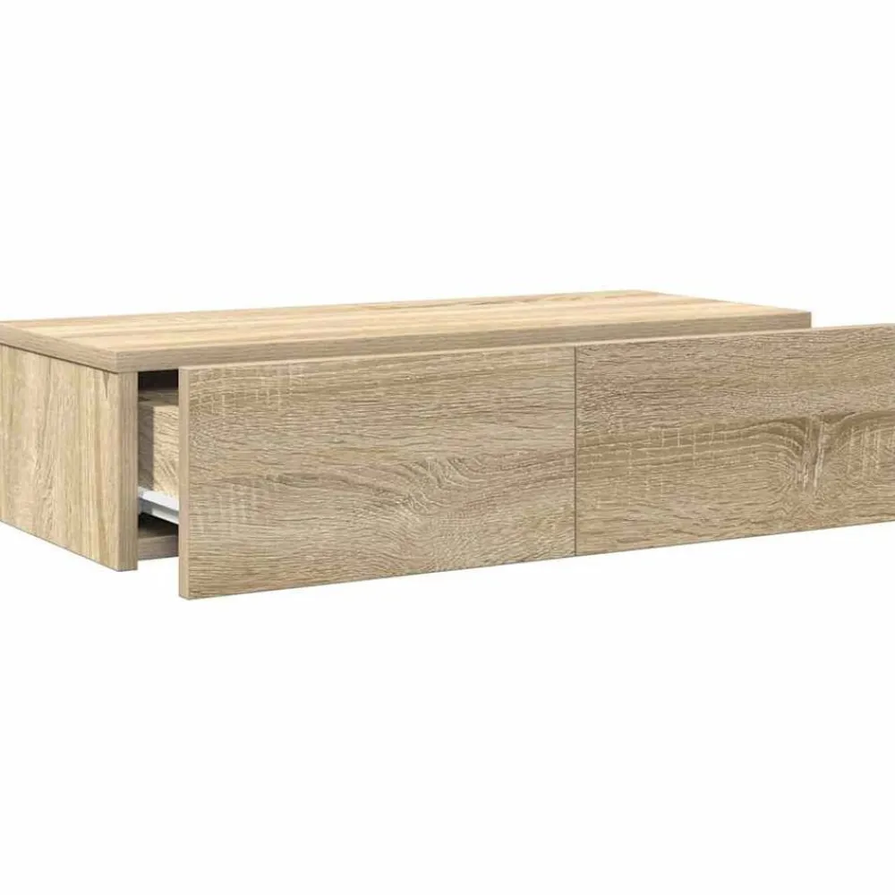 vidaXL Estante de pared con cajones madera contrachapada Roble Sonoma New