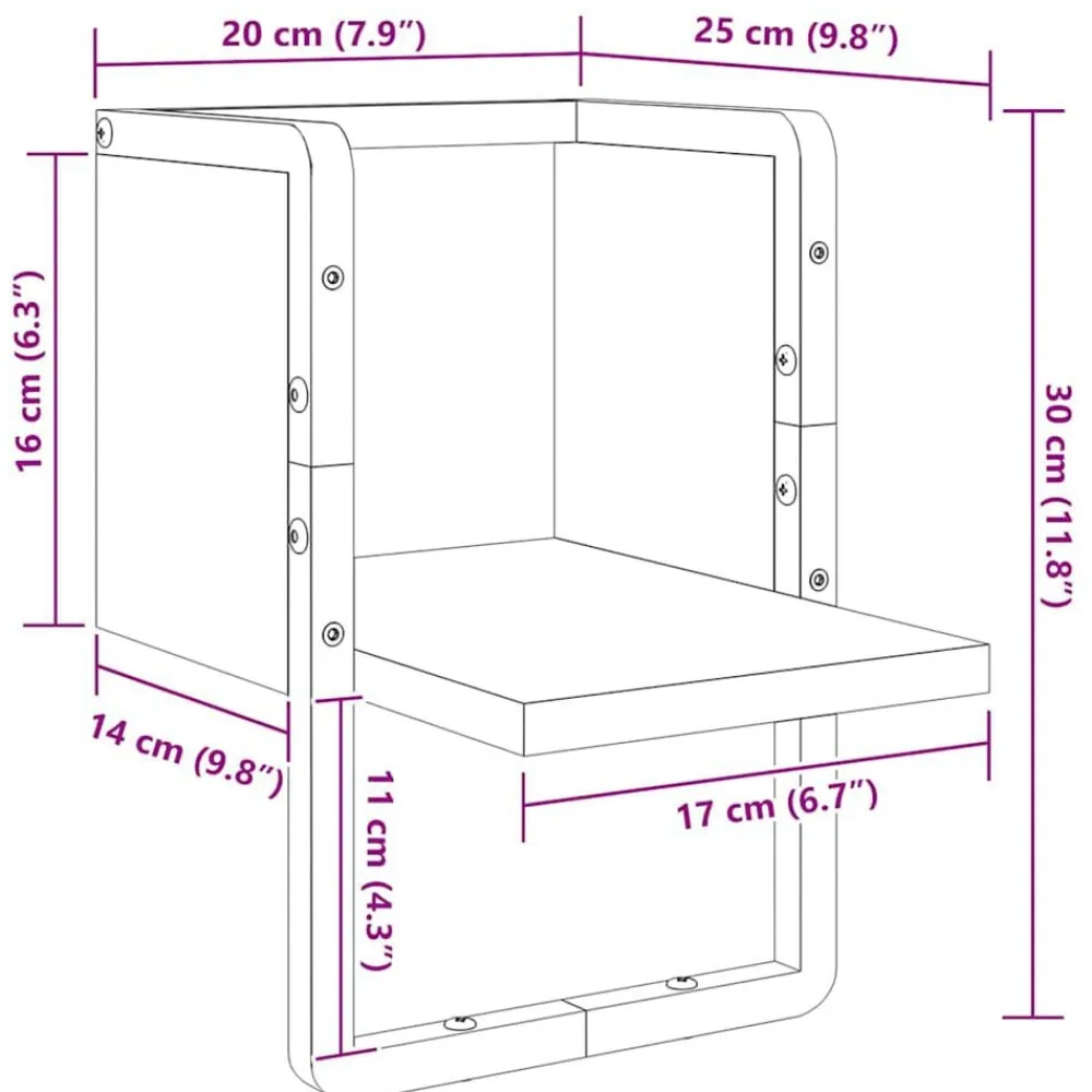 vidaXL Estante de pared con barra 20x25x30 cm Gris sonoma Hot