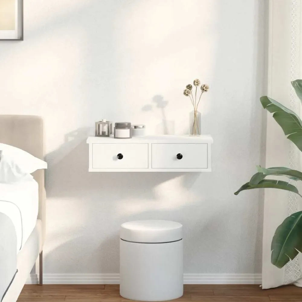vidaXL Estante de pared con cajones de madera contrachapada Blanco Hot