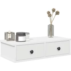 vidaXL Estante de pared con cajones de madera contrachapada Blanco Hot