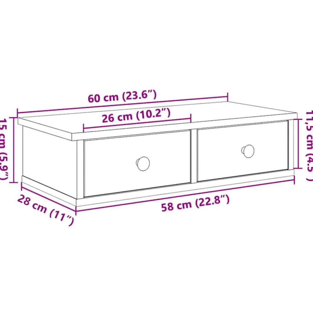 vidaXL Estanterías-Estante de pared con cajones de madera contrachapada