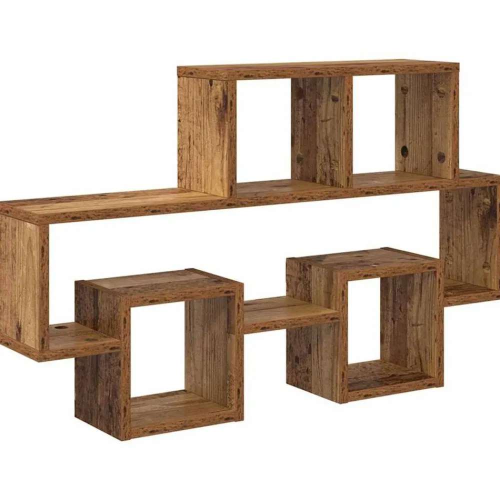 vidaXL Estante de pared con estante 82 x 15 x 51 cm Madera vieja Clearance