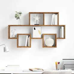 vidaXL Estante de pared con estante 82 x 15 x 51 cm Madera vieja Clearance