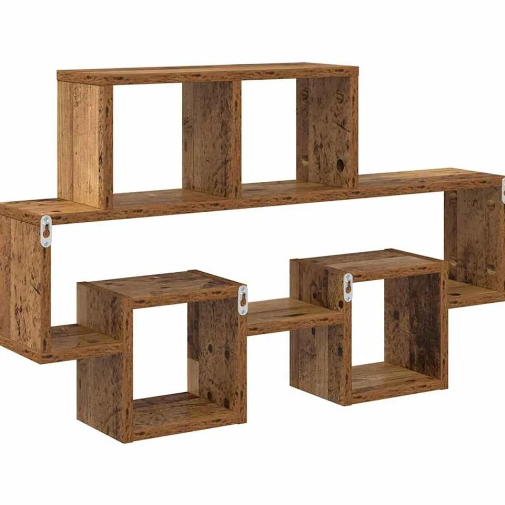 vidaXL Estante de pared con estante 82 x 15 x 51 cm Madera vieja Clearance
