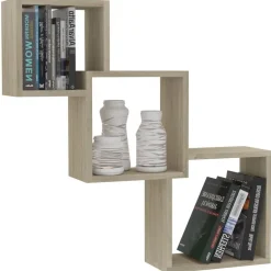 vidaXL Estanterías-Estante de pared de cubo contrachapada color roble 68x15x68cm
