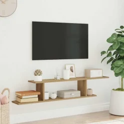 vidaXL Estanterías-Estante de pared de TV madera roble artesanal 125x18x23 cm