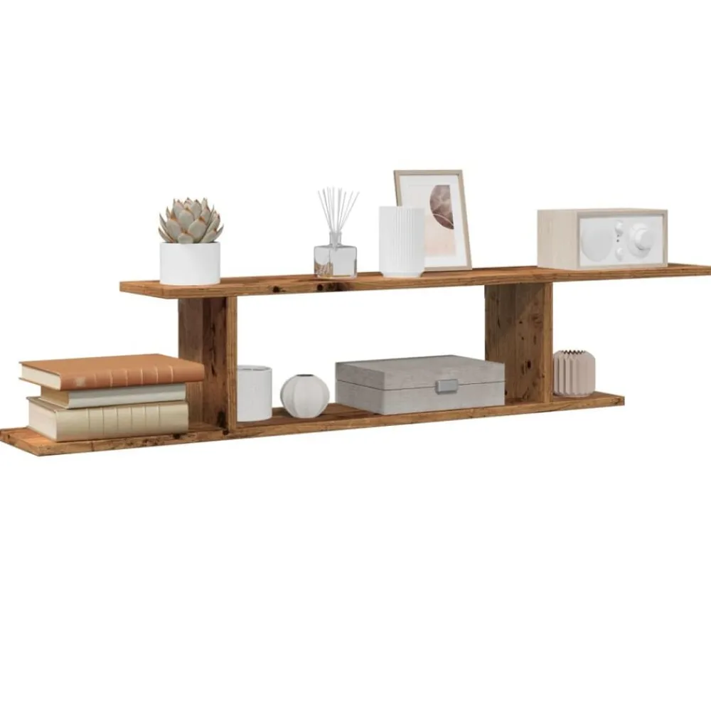 vidaXL Estanterías-Estante de pared de TV madera ingeniería envejecida 125x18x23cm