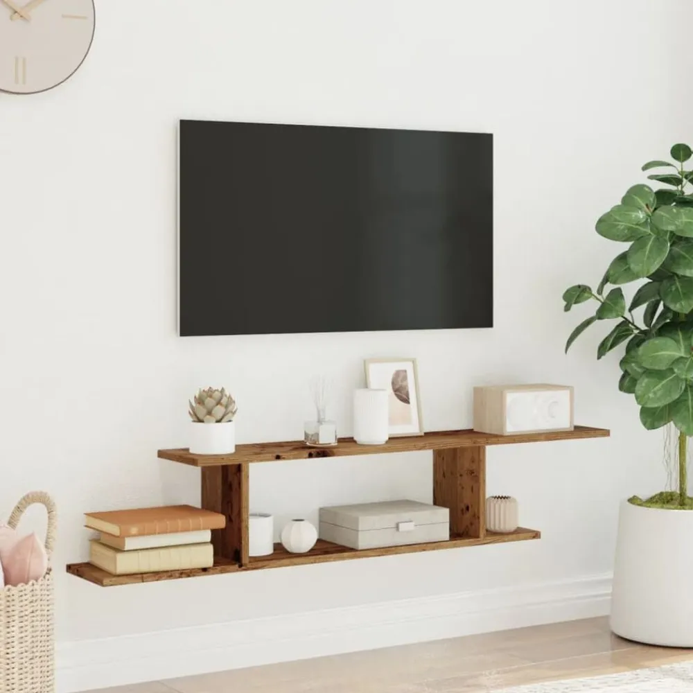 vidaXL Estanterías-Estante de pared de TV madera ingeniería envejecida 125x18x23cm