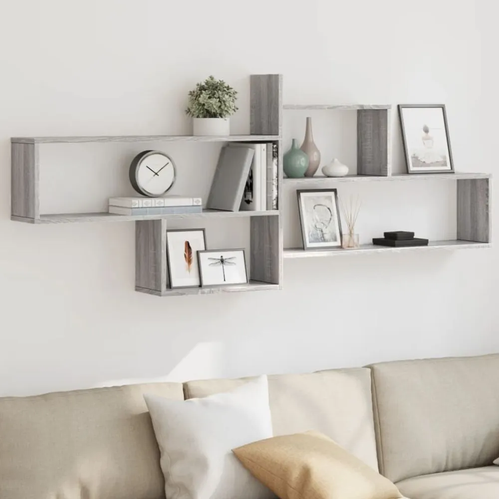 vidaXL Estante de pared madera ingeniería 167,5x18x68 cm Gris sonoma New