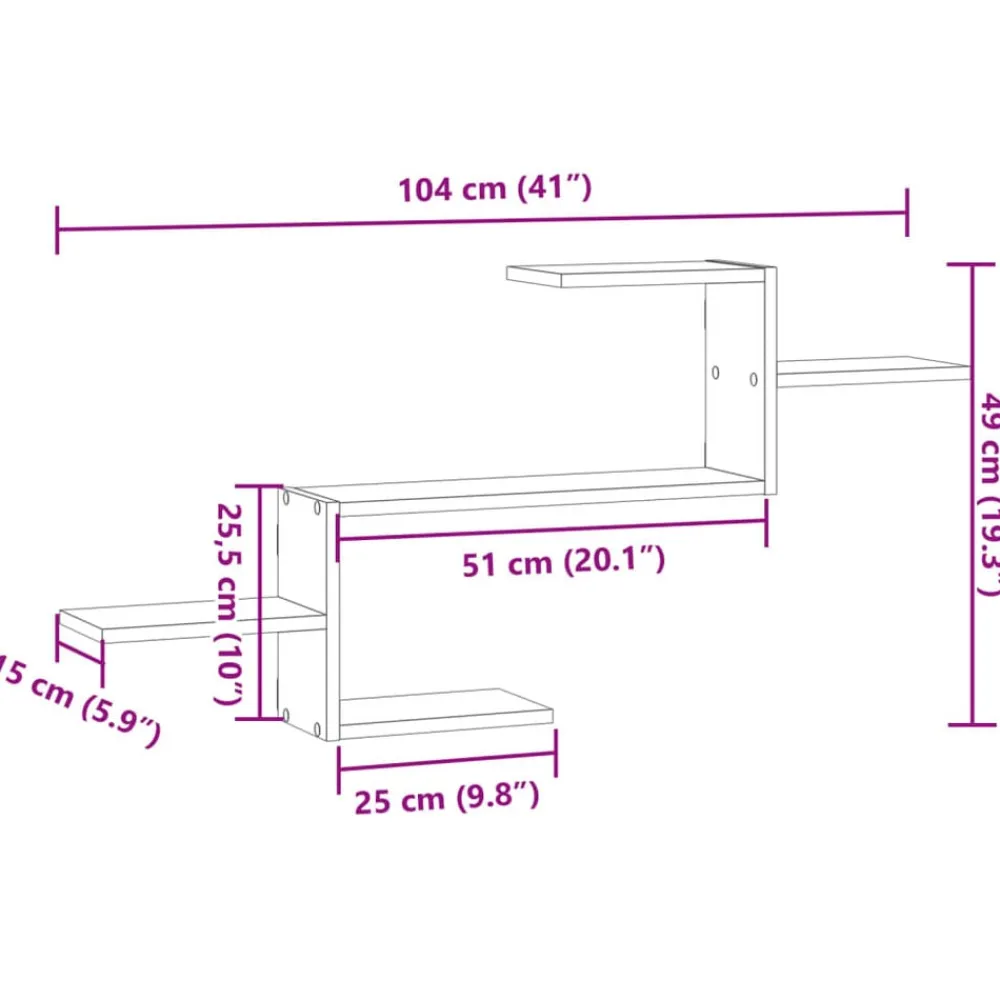 vidaXL Estante de pared madera ingeniería 104x15x49 cm Roble ahumado Online