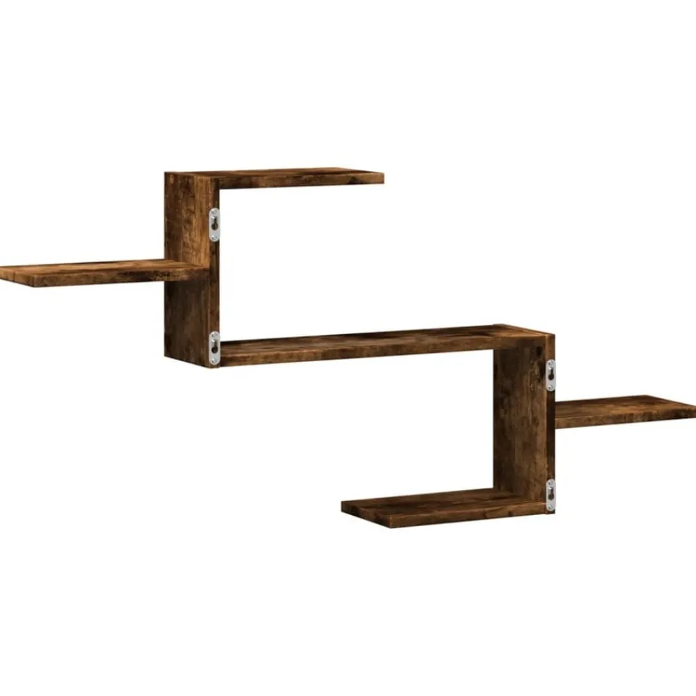 vidaXL Estante de pared madera ingeniería 104x15x49 cm Roble ahumado Online