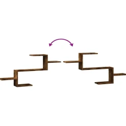 vidaXL Estante de pared madera ingeniería 104x15x49 cm Roble ahumado Online