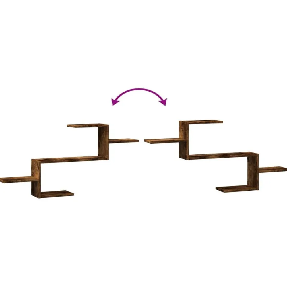 vidaXL Estante de pared madera ingeniería 104x15x49 cm Roble ahumado Online