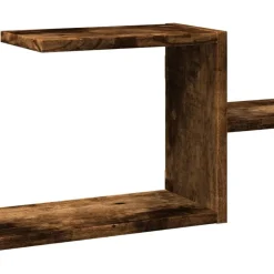 vidaXL Estante de pared madera ingeniería 104x15x49 cm Roble ahumado Online