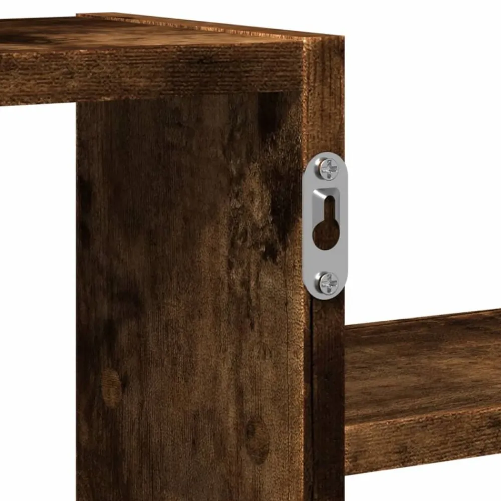 vidaXL Estante de pared madera ingeniería 104x15x49 cm Roble ahumado Online