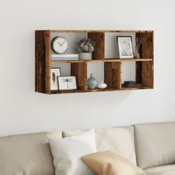 vidaXL Estante de pared madera de ingeniería envejecida 100x25x50 cm Madera antigua Clearance