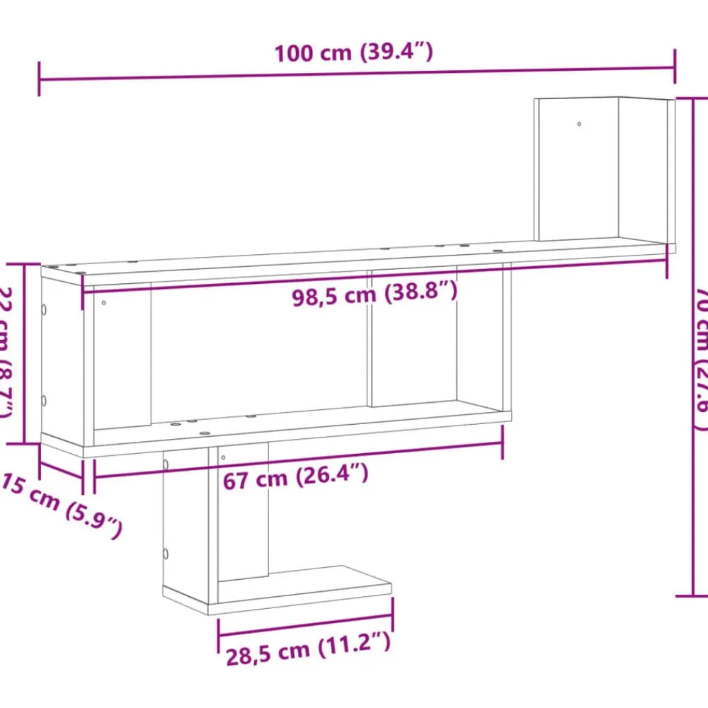vidaXL Estanterías-Estante de pared madera de ingeniería 100x15x70 cm