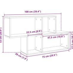 vidaXL Estanterías-Estante de pared madera ingeniería gris hormigón 100x20x53 cm