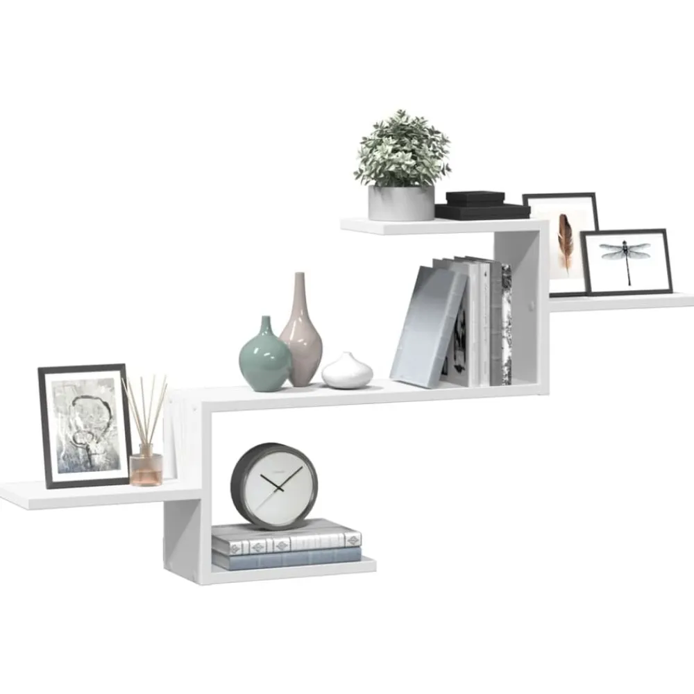 vidaXL Estante de pared madera de ingeniería 104x15x49 cm Blanco Best