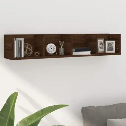 vidaXL Estanterías-Estante de pared para CD madera color roble marrón 100x18x18 cm