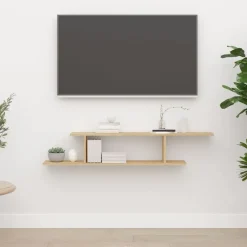 vidaXL Estante de pared para TV contrachapado 125x18x23cm Roble Sonoma New