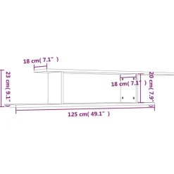 vidaXL Estante de pared para TV contrachapado 125x18x23cm Roble Sonoma New