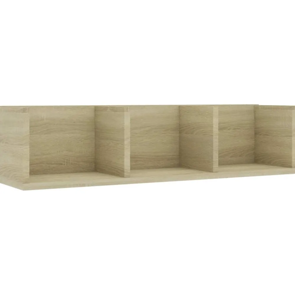 vidaXL Estanterías-Estante de pared para CD contrachapada color roble 75x18x18cm