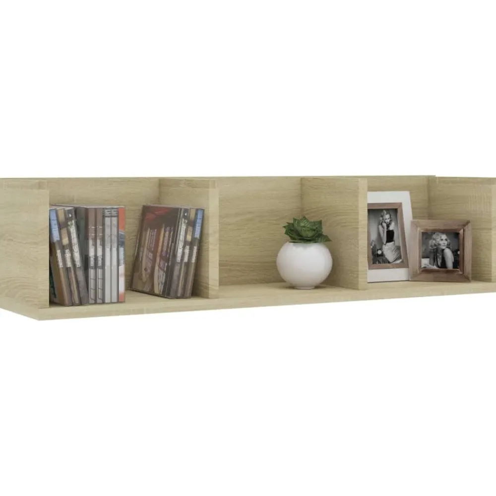 vidaXL Estanterías-Estante de pared para CD contrachapada color roble 75x18x18cm