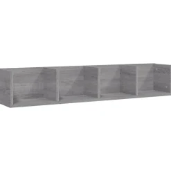 vidaXL Estanterías-Estante de pared para CD madera contrachapada gris 100x18x18 cm