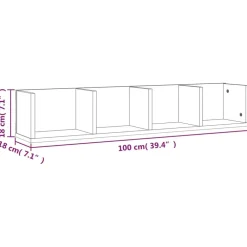 vidaXL Estanterías-Estante de pared para CD madera contrachapada gris 100x18x18 cm