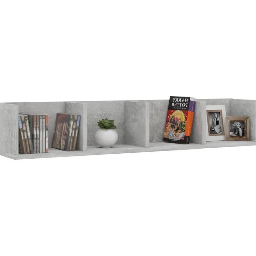 vidaXL Estanterías-Estante de pared para CD contrachapada hormigón 100x18x18 cm