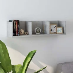 vidaXL Estanterías-Estante de pared para CD contrachapada hormigón 75x18x18cm