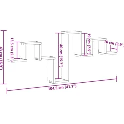 vidaXL Estante de pared 104.5 x 43 x 10 cm Roble negro Clearance