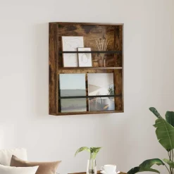 vidaXL Estante de revistas con estante 60 x 12 x 70 cm Roble ahumado Online